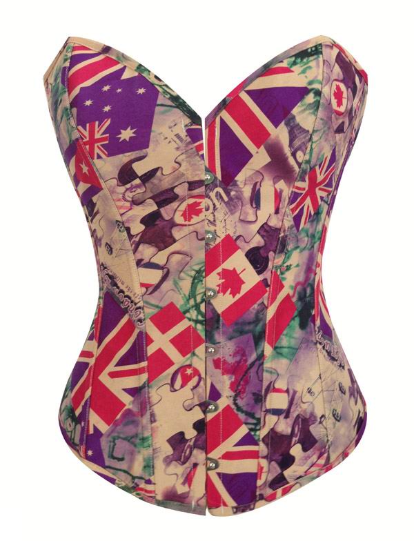 Flag Print Sexy Corset Purple